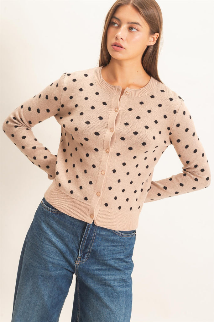 Polka Dot Long Sleeve Cardigan