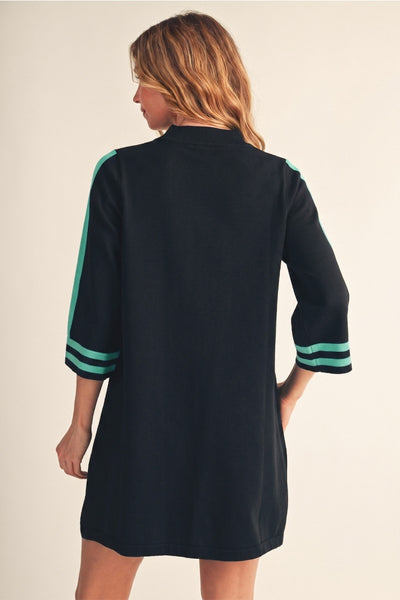 Colorblock Accent Sleeves Sweater Dress