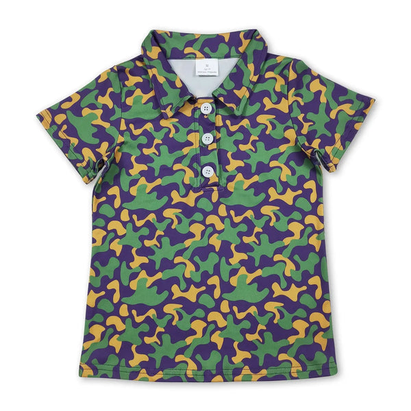 Kids Mardi Gras Camo Polo Shirt