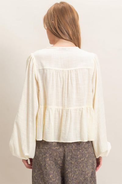 Tie Front Peplum Blouse