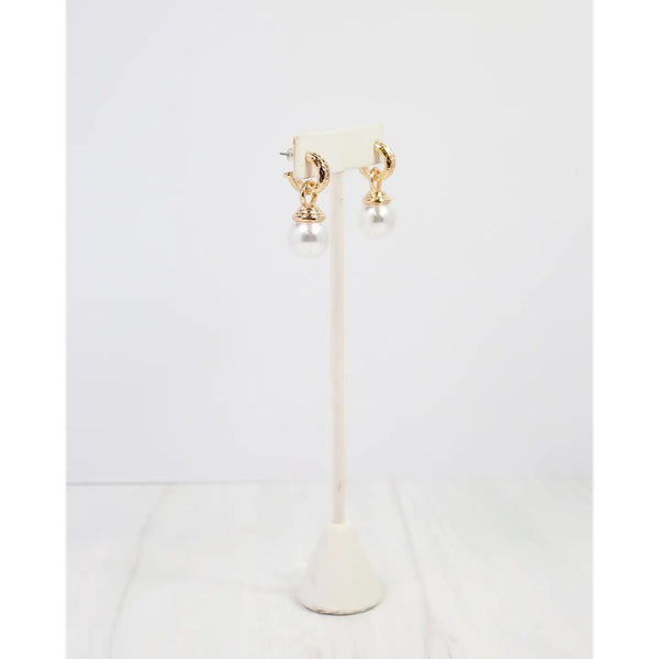 Pendleton Pearl Dangle Hoop Earring Gold