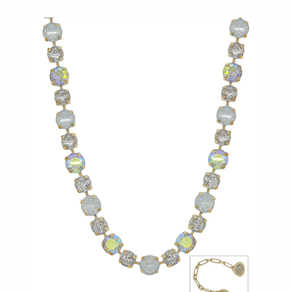Water Resistant Clear Ab Crystal 10&12mm Stone Magnetic Closure 17" Necklace
