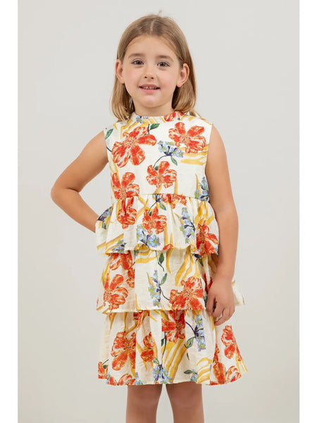 Floral Print Ruffled Tiered Dress