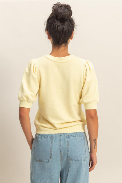 Puff Short Sleeve Crew Neck Top