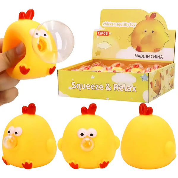 Bubble Blowing Chubby Yellow Chick Squishy Toy