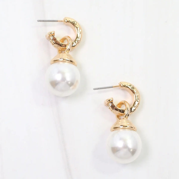 Pendleton Pearl Dangle Hoop Earring Gold