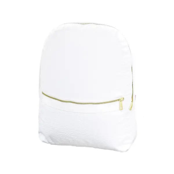 Kid's White Seersucker Medium Backpack
