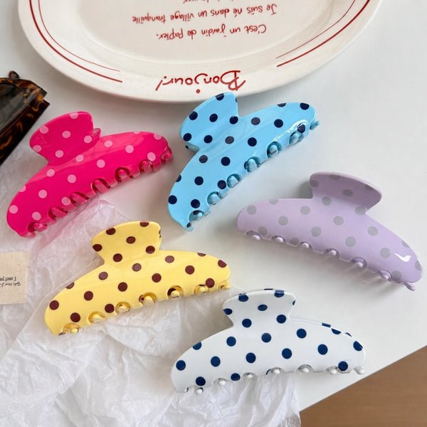 Retro Polka Dot Glossy Hair Claw