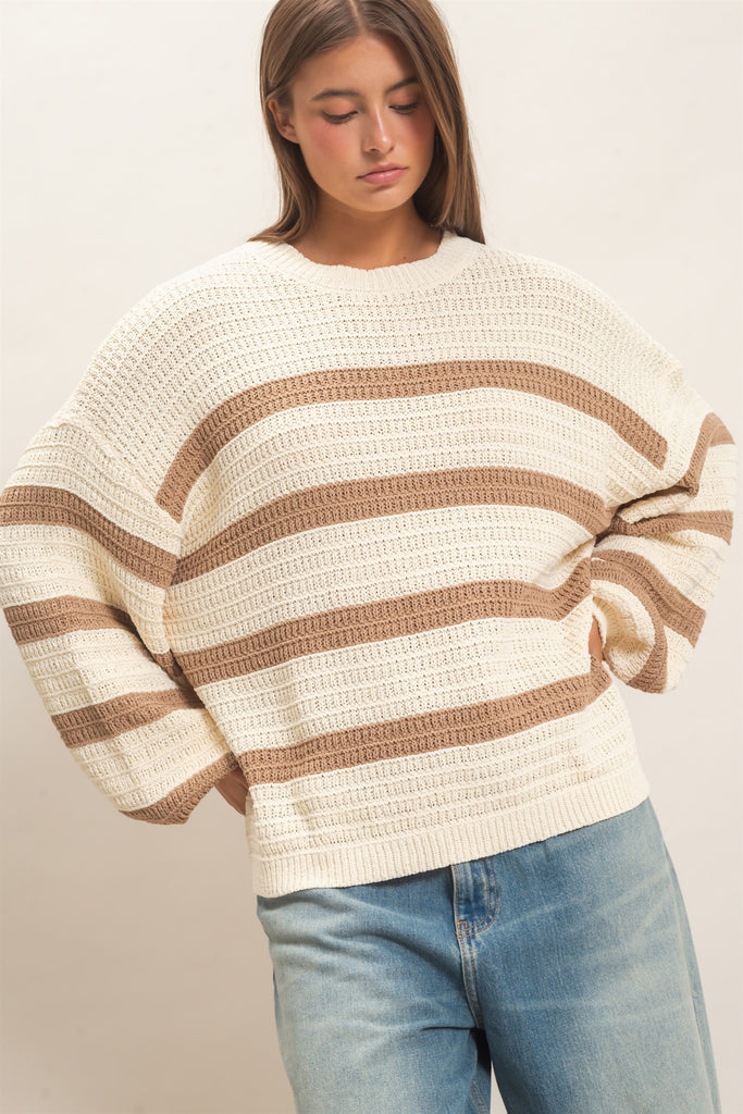 Textured Striped Oversized Sweater
