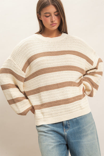 Textured Striped Oversized Sweater