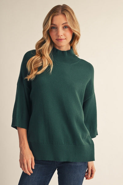 Drop Shoulder Turtleneck Sweater Top