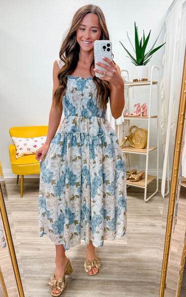 Floral Smocked Midi Dress