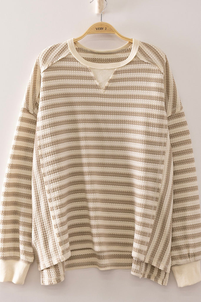Striped Waffle Long Sleeve Top