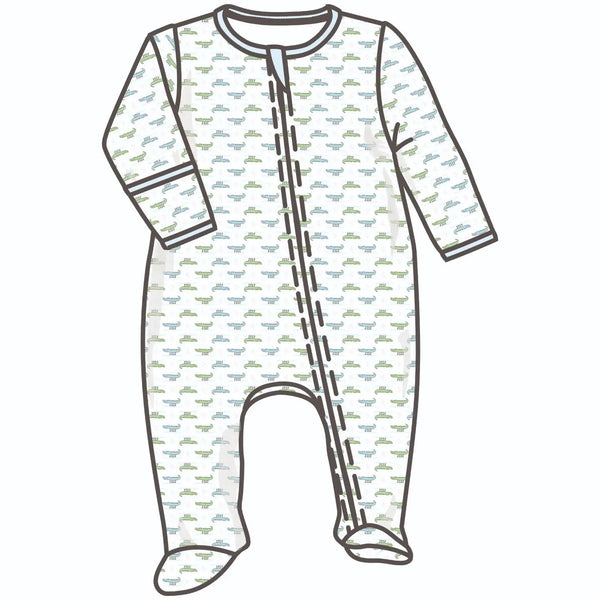 Alligator Pie Print Zip Footie