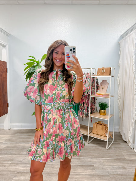 Floral Puff Sleeve Mini Dress