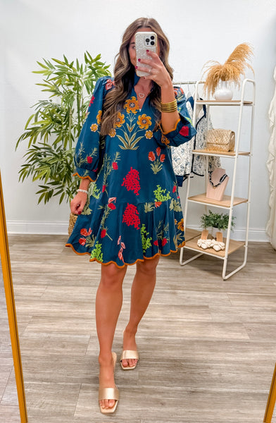 Floral Print Puff Sleeve Mini Dress