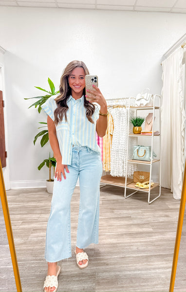 Breezy Stripe Button Down Top