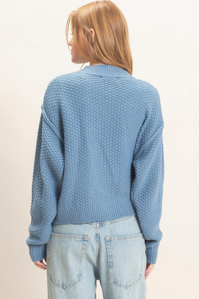 Textured Knit Button-Front Cardigan
