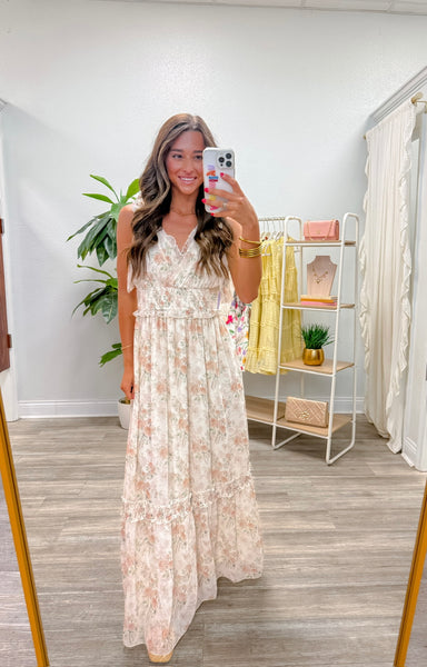 Floral Shoulder Strap Midi Dress