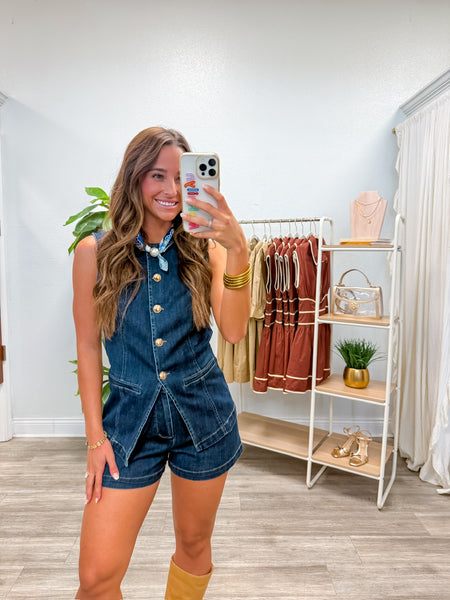 Denim VIntage Button Down Vest