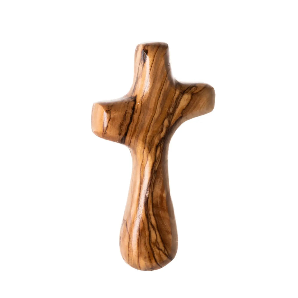 Bethlehem Olive Wood Holding Cross w/ Meditation Booklet