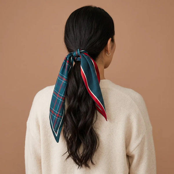 Twirl & Tie Scarf Accessory-Evergreen Plaid