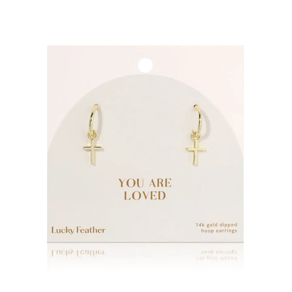 You Are Loved Cross Hoops