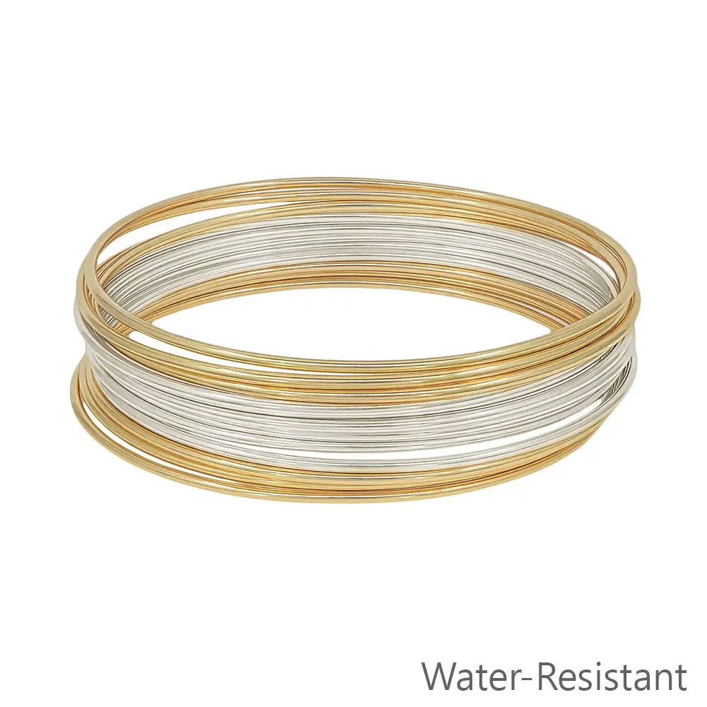 Water Resistant Thin Set of 12 Gold & Silver Bangles