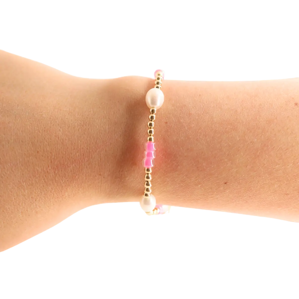 Hot Pink Pearl Poppi Bracelet-6.25in.