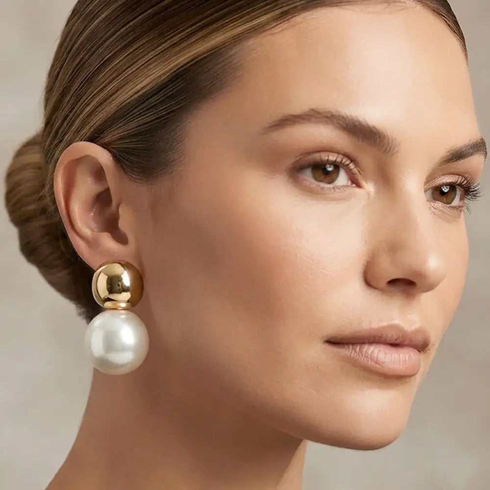 Bold Double Ball Drop Statement Earrings