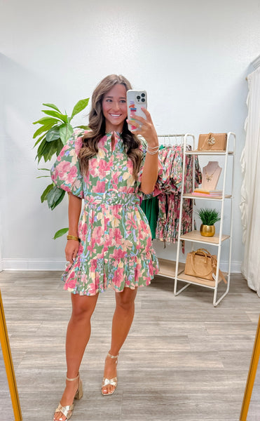 Floral Puff Sleeve Mini Dress