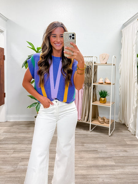 Multi Color Chevron Striped Sweater Top