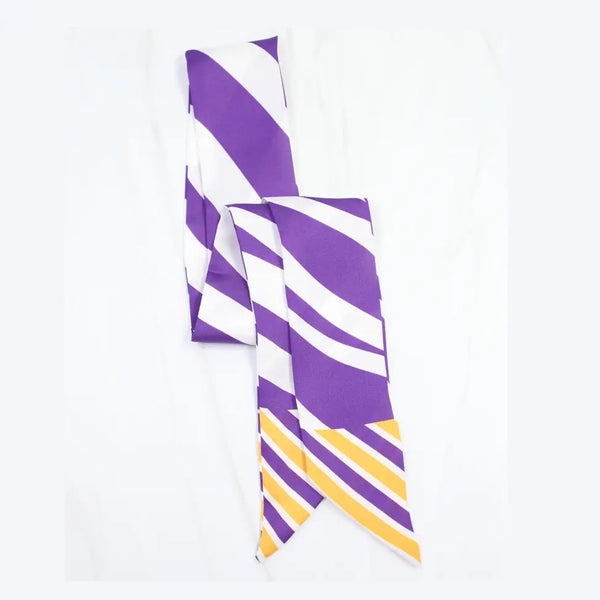 Harper Striped Skinny Scarf Purple Gold