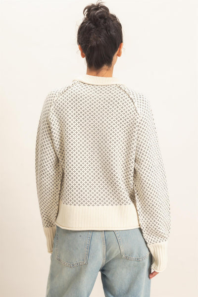Patterned Mock Neck Sweater