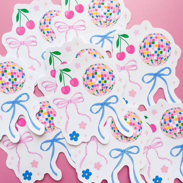 Disco Ball Bows Sticker