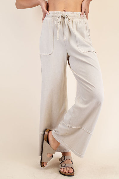Mineral Washed Wide Leg Pant