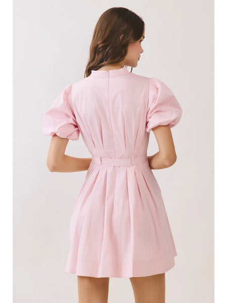 Belted Puff Sleeve Mini Dress