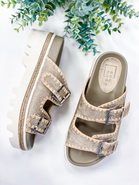 Shushop Laura Double Buckle Platform Sandal