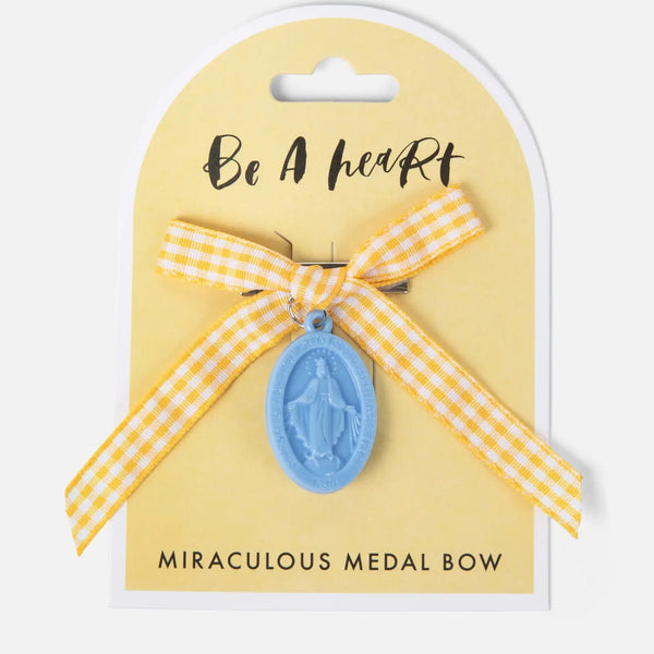 Miraculous Medal Yellow Gingham Petite Bow