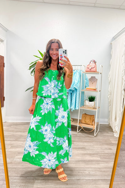 Botanical Sleeveless Top & Skirt Set