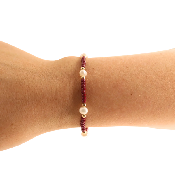 Maroon Pearl Bracelet-6.75in.