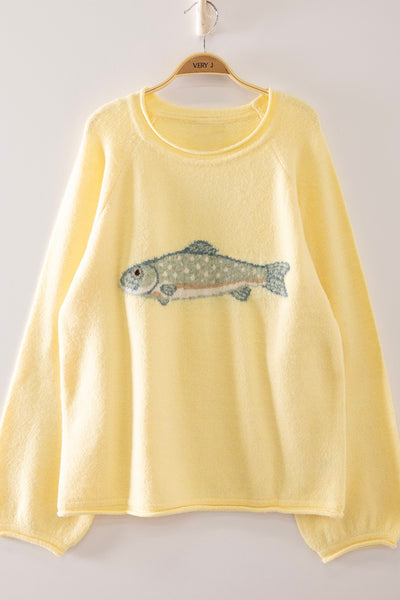 Fish Intarsia Cozy Sweater