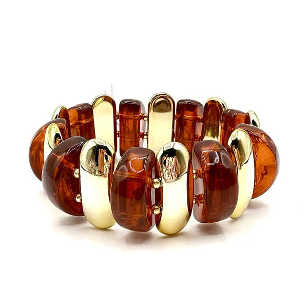 Acrylic and Gold Stretch Bracelet