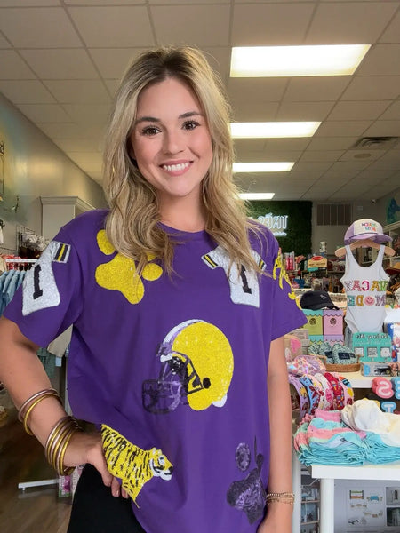 Purple Gameday Sequins Top