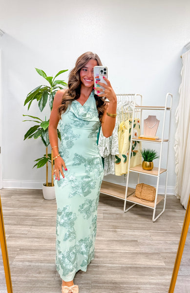 Floral Embroidered Applique Maxi Dress