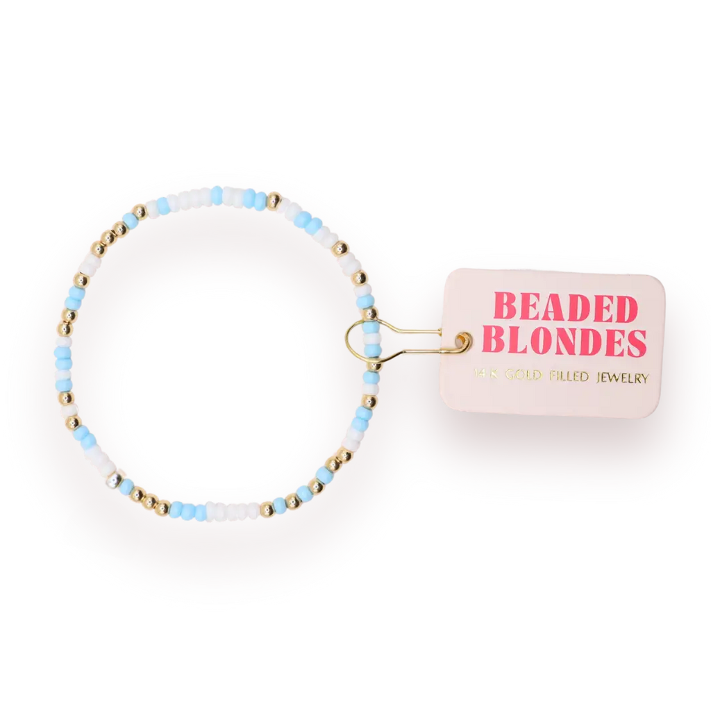 Powder Blue and White Sprinkle Bracelet-6.25in.