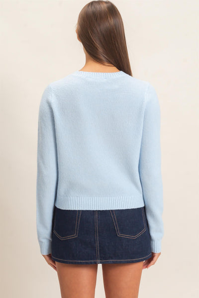 Crew Neck Long Sleeve Cardigan