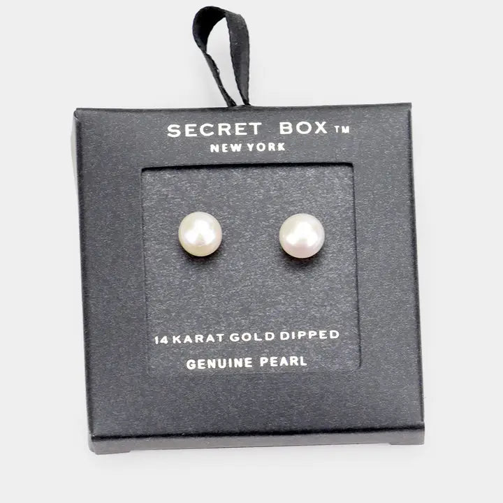 14k Gold Dipped Pearl Stud Earrings
