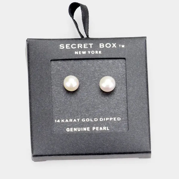 14k Gold Dipped Pearl Stud Earrings