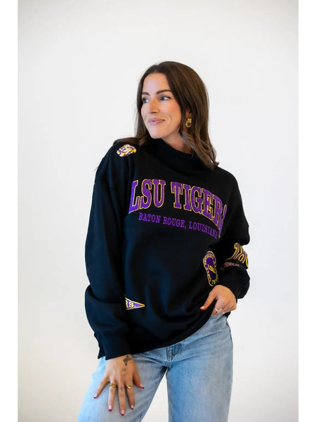 Lsu All Over Scatter Oversized Pullover